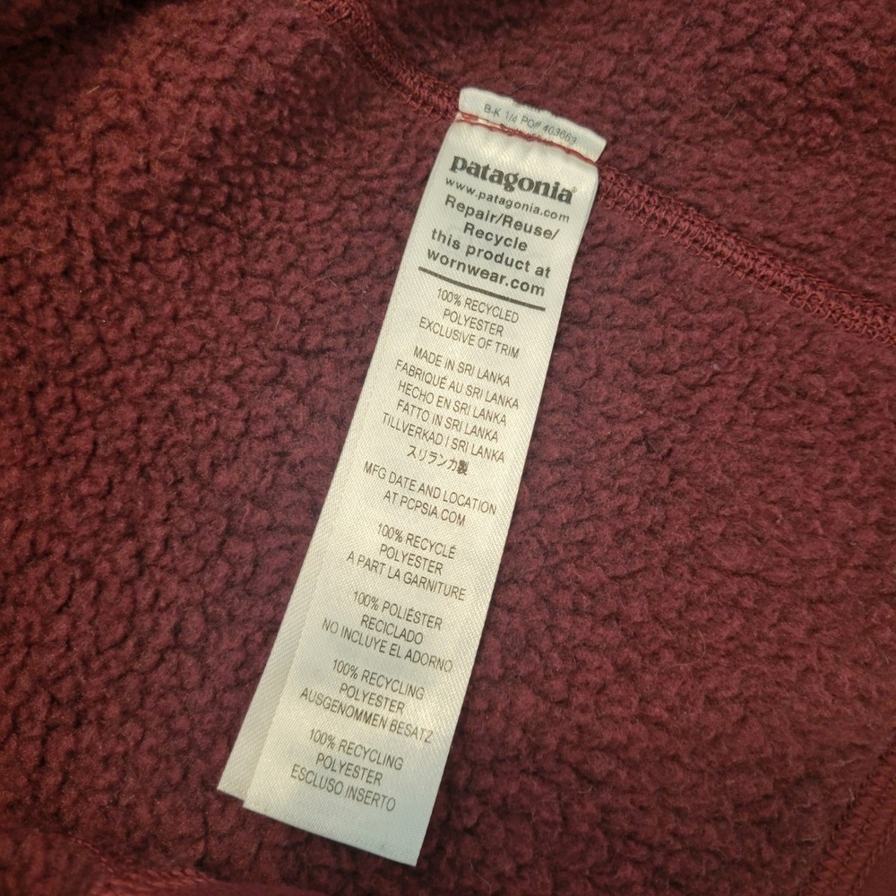 Patagonia Better Sweater 1/4 Zip Fleece Pullover Chianti Burgundy XS 25618 - Picture 7 of 12